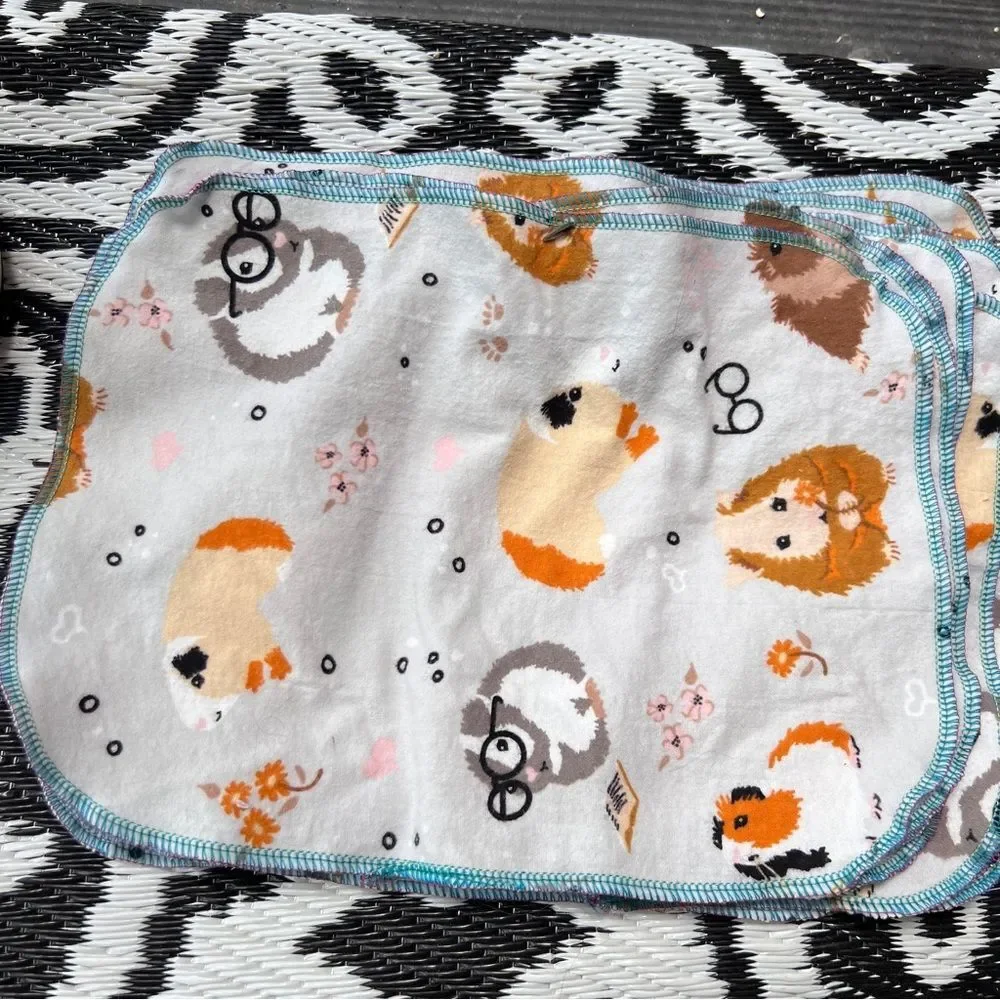 Guinea Pig Unpaper Towels Set 12 Flannel New REUSABLE PAPER TOWELS Save Planet